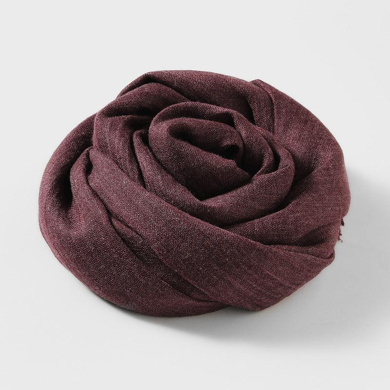 Women's Fashion Artistic Solid Color Cotton And Linen Scarf - Nioor