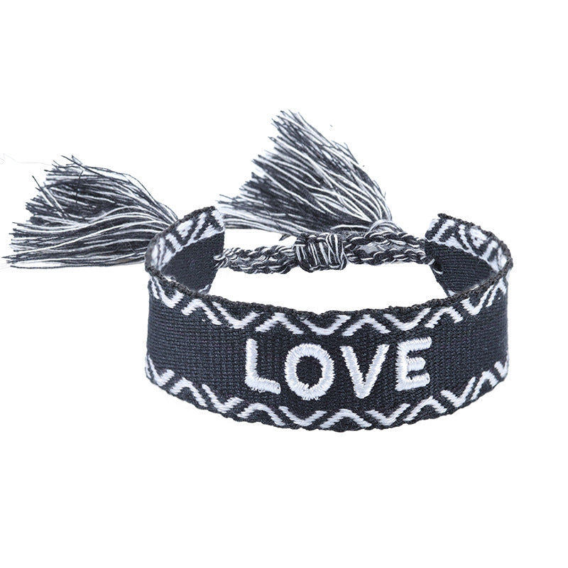 Knitted Belt Couple Bracelet Letter Embroidery Wrist