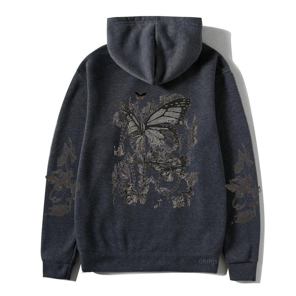 Cold Design Butterfly Hooded Sweater - Nioor