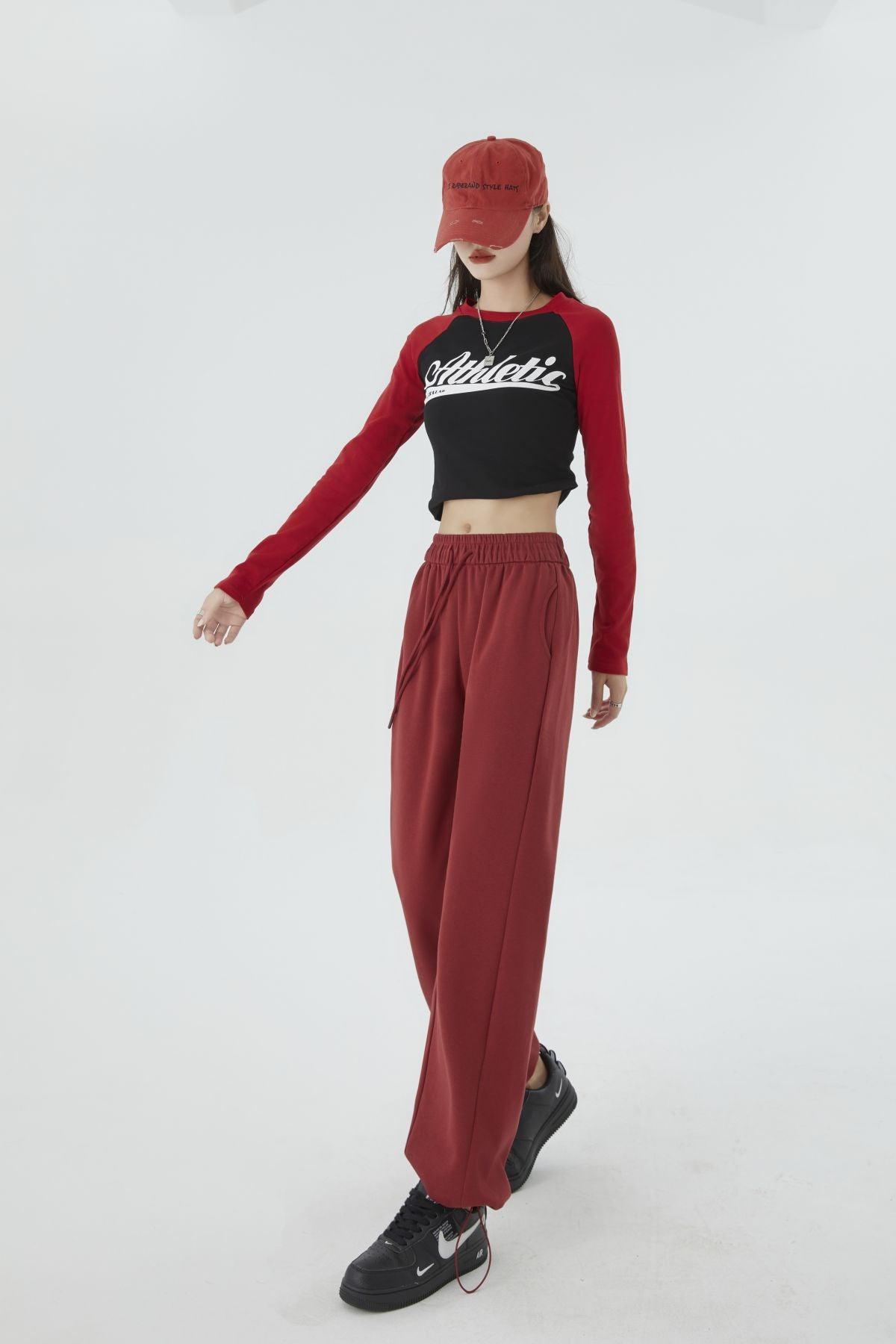 Sports And Leisure Lengthened Wide-leg Sweatpants - Nioor