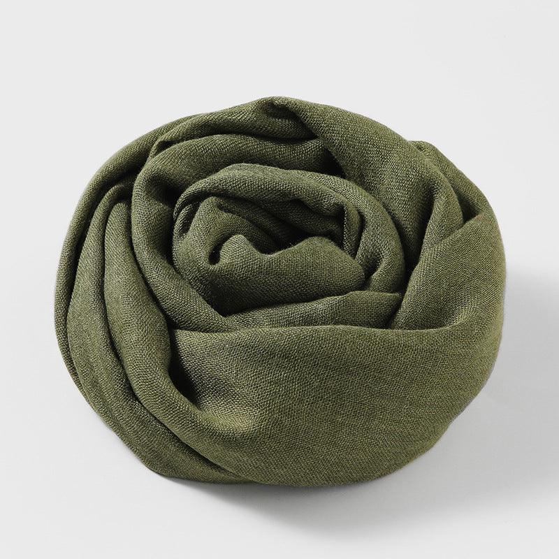 Women's Fashion Artistic Solid Color Cotton And Linen Scarf - Nioor