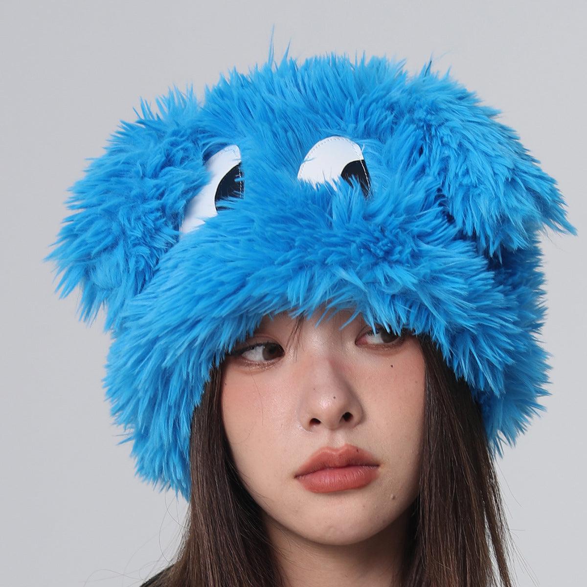 Ear Hat Cute Cartoon Eyes Warm Plush Hat - Nioor