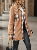 Women's Fashion Single-breasted Lapel Mid-length Plaid Plush Coat - Nioor