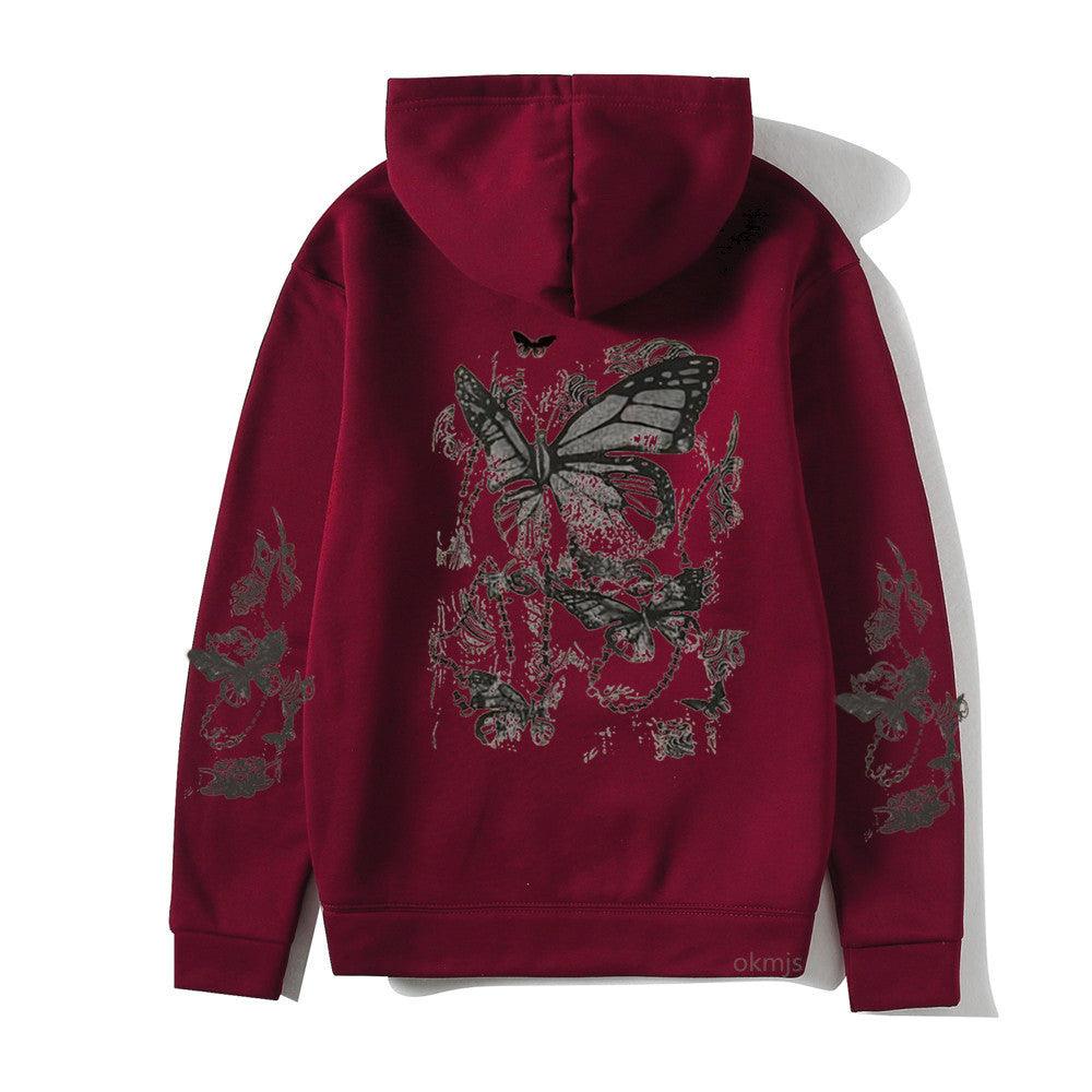 Cold Design Butterfly Hooded Sweater - Nioor