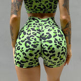 Leopard Print Fitness Sports Yoga Shorts For Women - Nioor