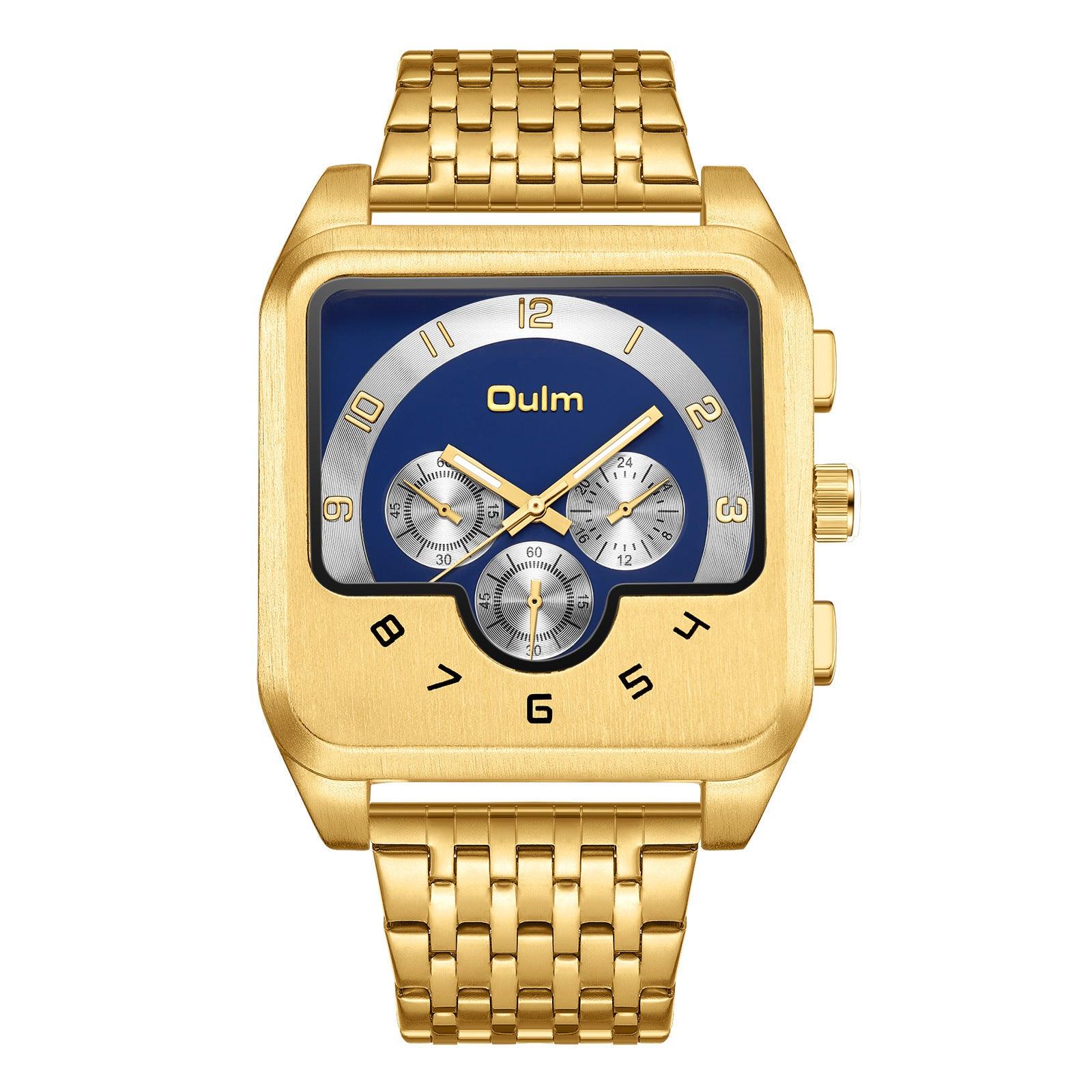 Gold Men's Watch Square Quartz - Nioor