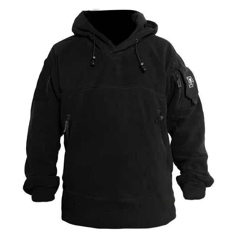 American-style Zipper Pocket Tactical Fleece Sweater Men's Hooded Thickened Thermal - Nioor