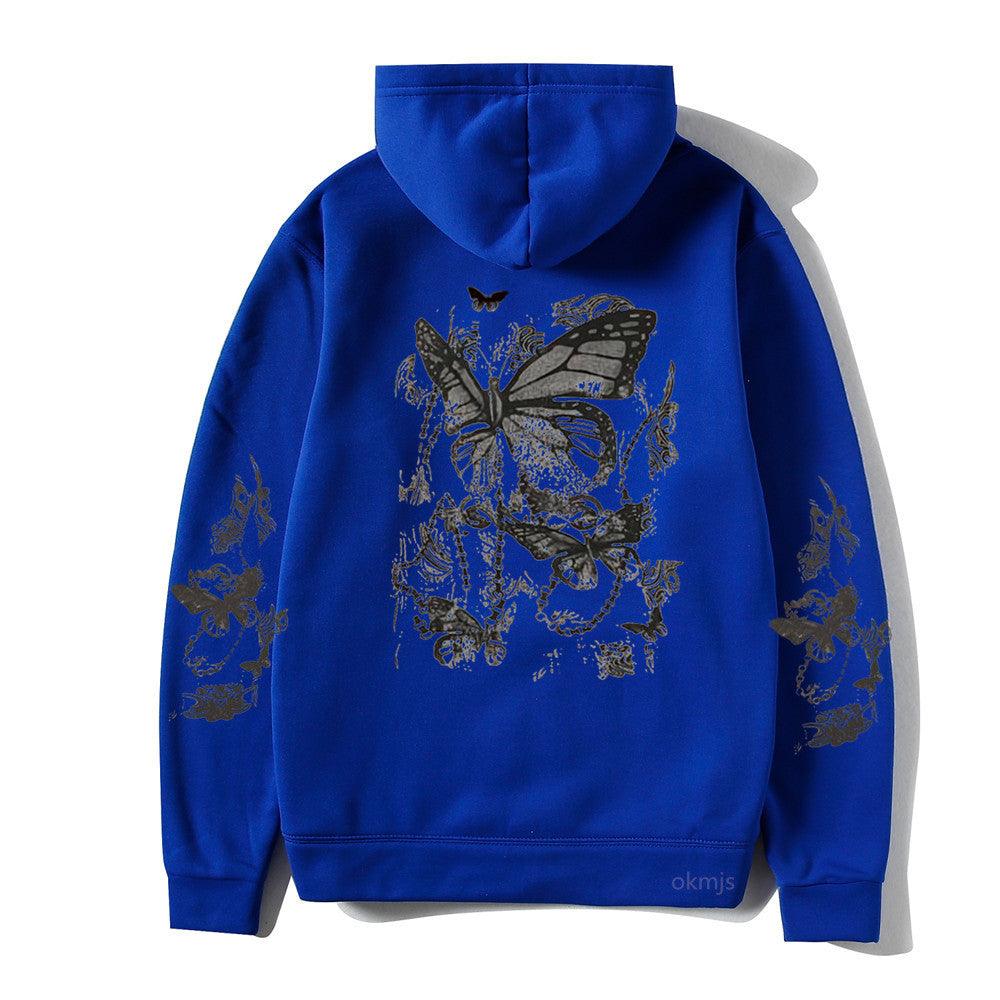 Cold Design Butterfly Hooded Sweater - Nioor