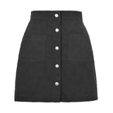 Single-breasted Slim Fit Solid Skirt - Nioor