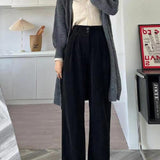 Wide-leg Pants Draping Mop Brown Leisure Corduroy - Nioor