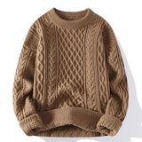 Autumn And Winter New Men's Twist Sweater Casual Round Neck Pullover Top - Nioor