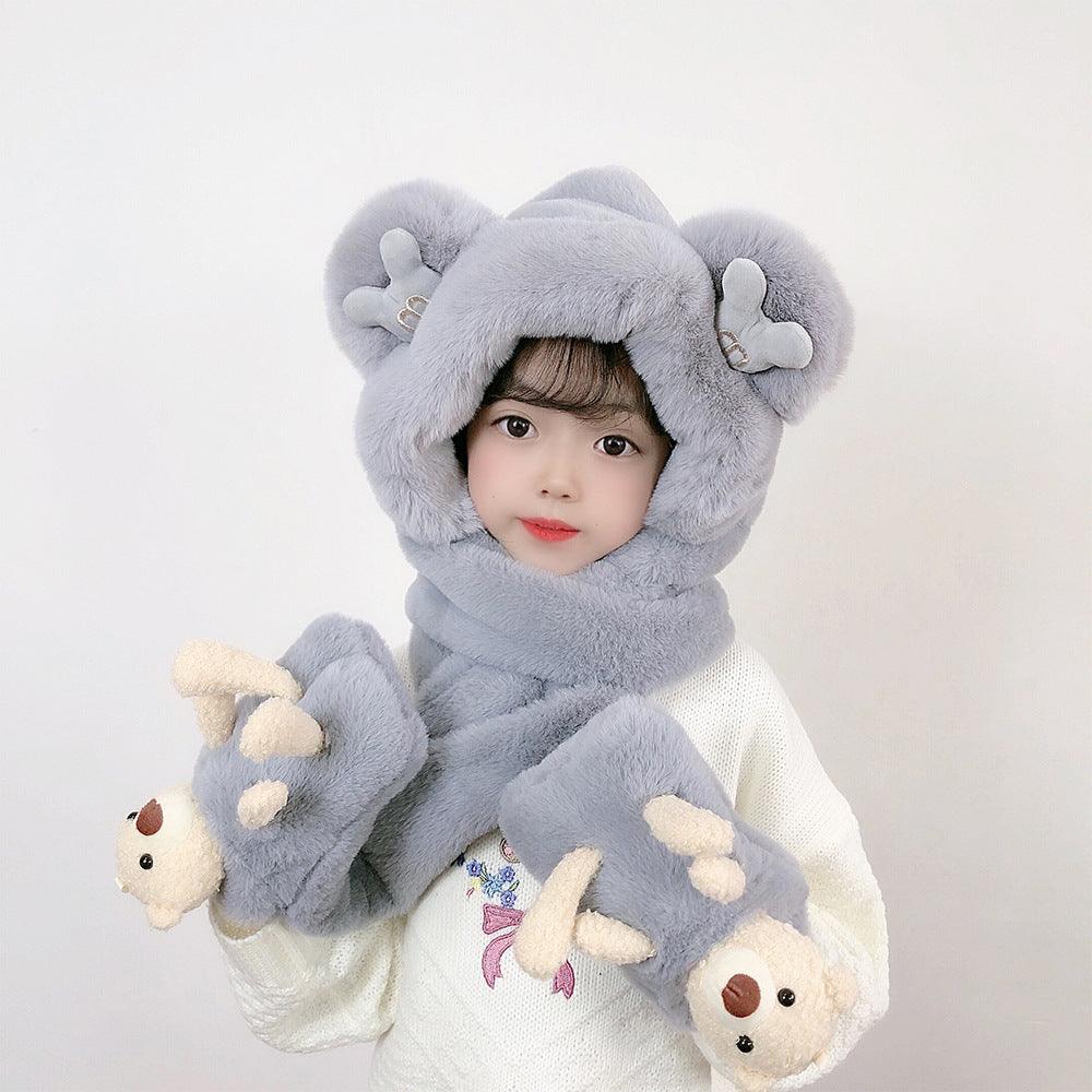 Children's Hat Scarf Gloves One-piece Hat - Nioor