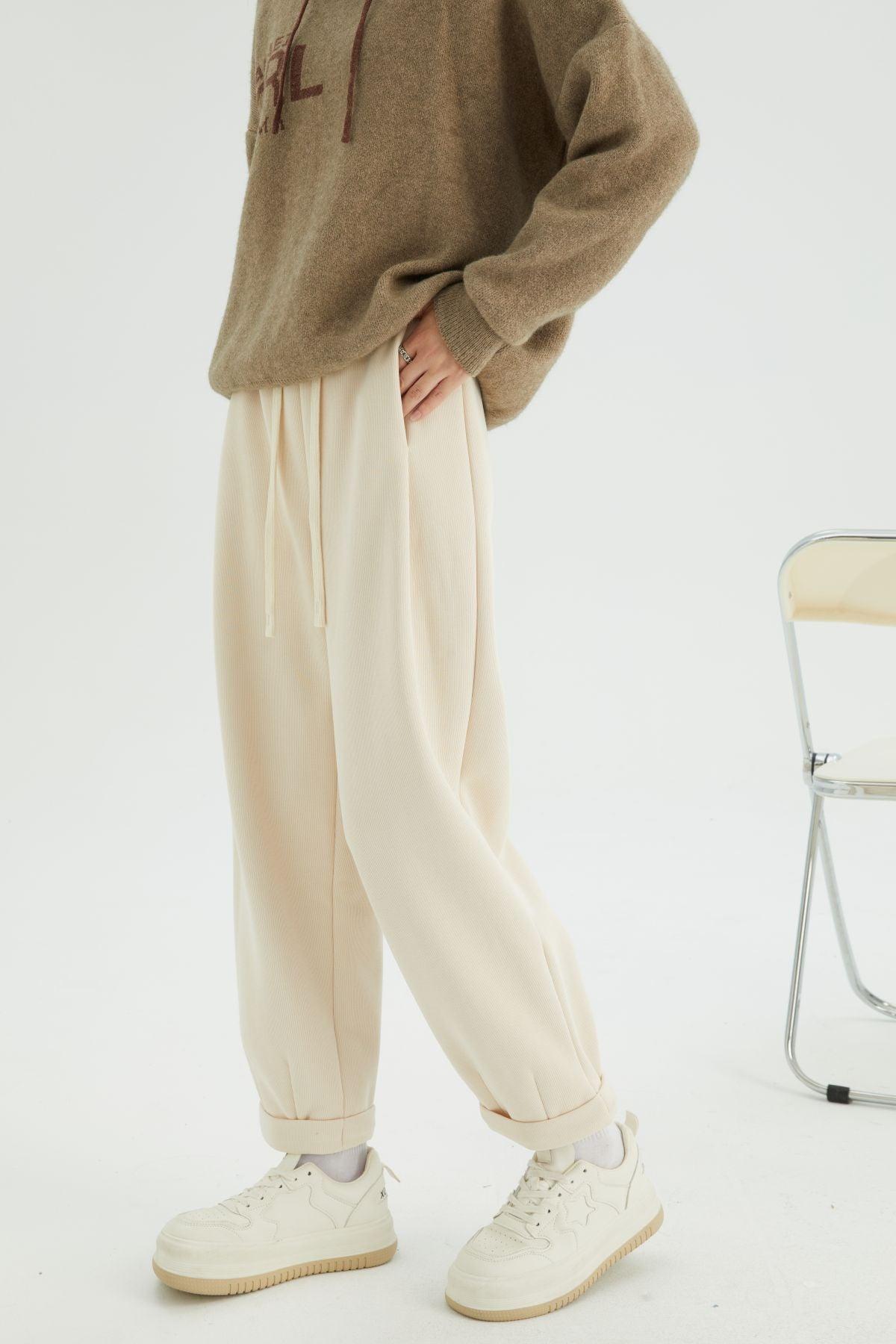 Loose Cropped Flanging Casual Pants - Nioor