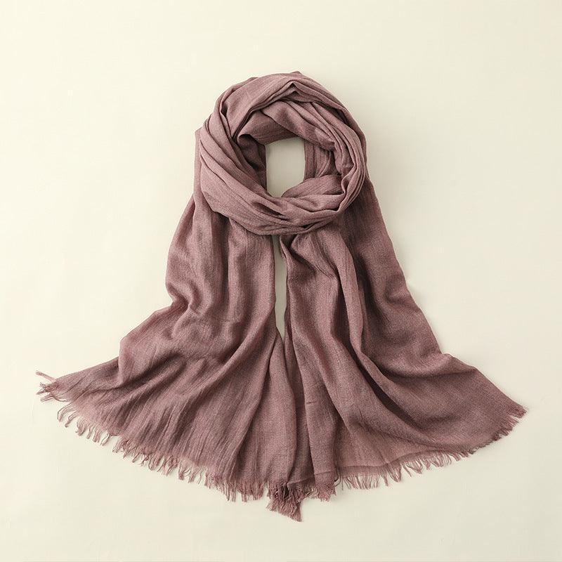 Women's Fashion Artistic Solid Color Cotton And Linen Scarf - Nioor