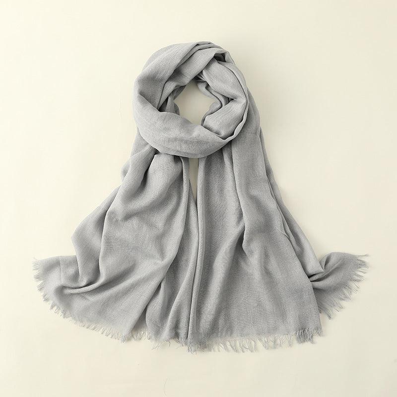 Women's Fashion Artistic Solid Color Cotton And Linen Scarf - Nioor