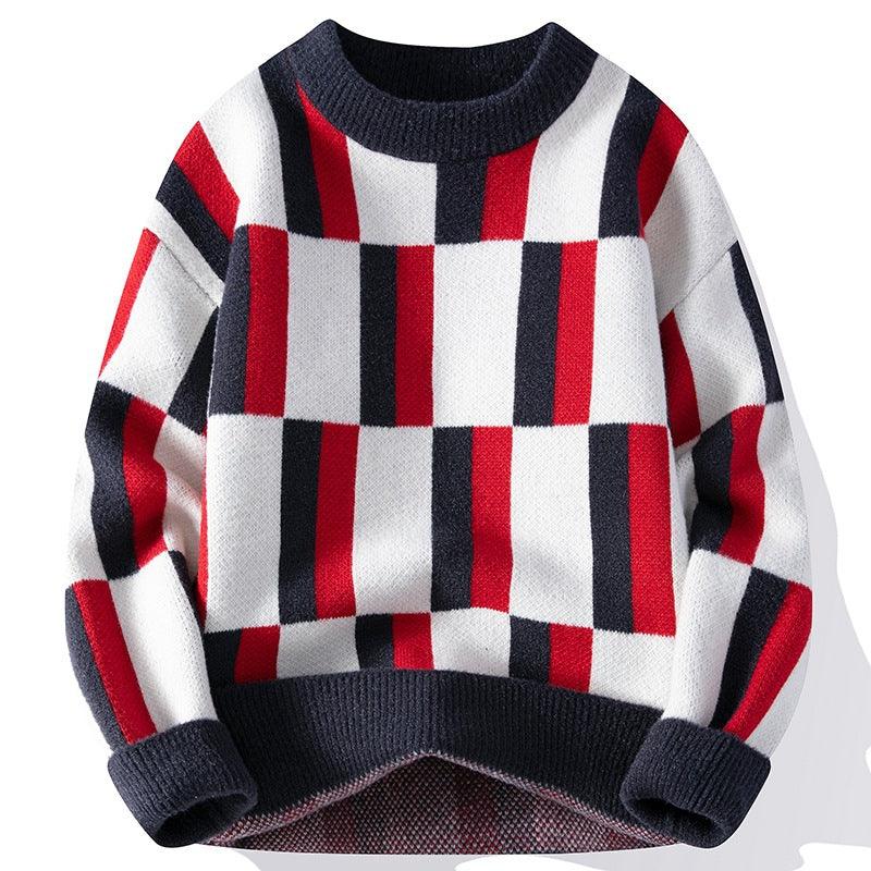 Men's Round Neck Multicolor Sweater Simple Knitwear - Nioor
