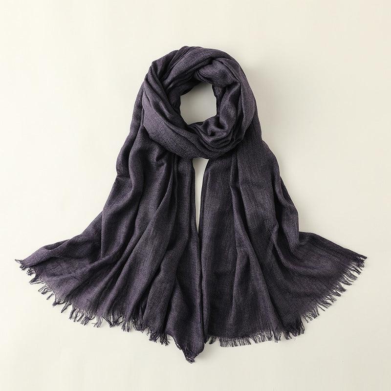 Women's Fashion Artistic Solid Color Cotton And Linen Scarf - Nioor