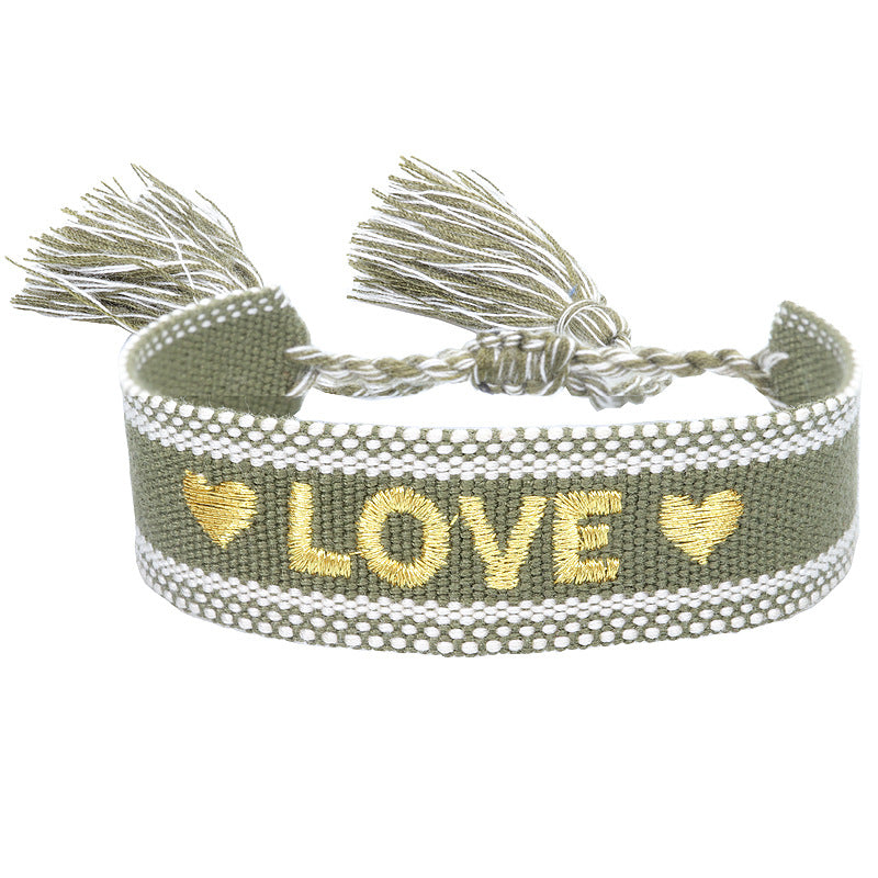 Knitted Belt Couple Bracelet Letter Embroidery Wrist