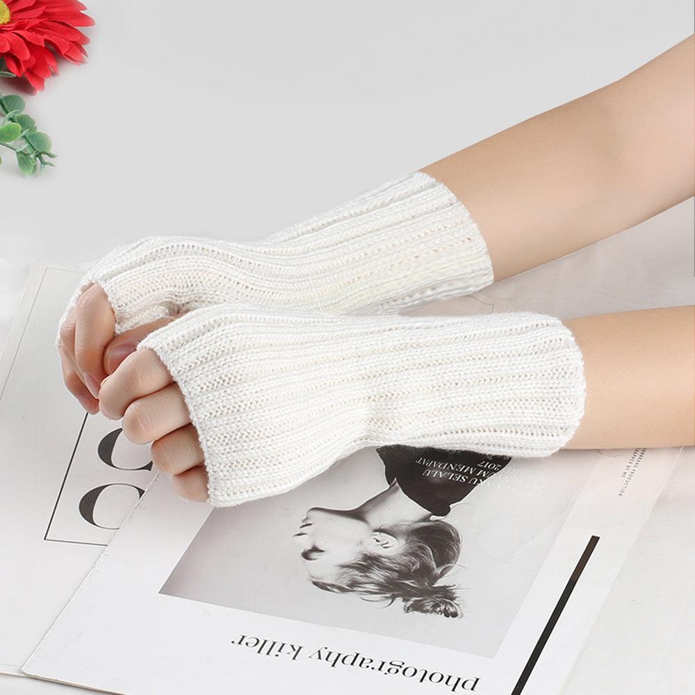 Knitting Wool Gloves Straight Arm Knitted Warm - Nioor