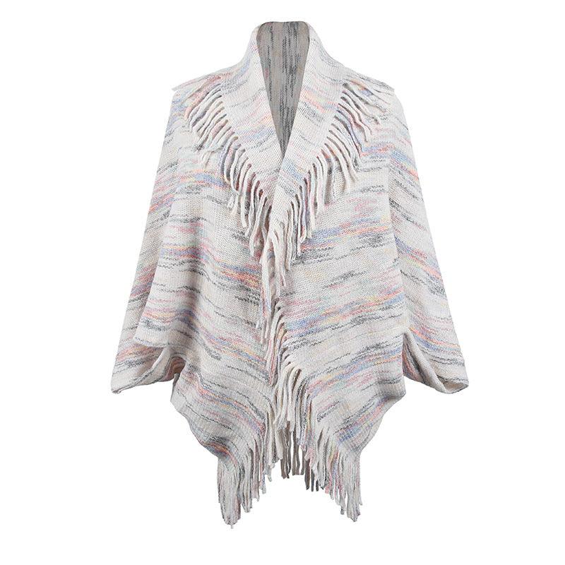 Drizzling Colorful Striped Tassel Women's Shawl - Nioor