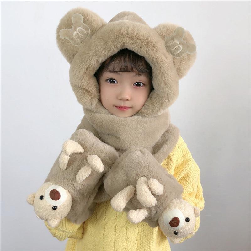 Children's Hat Scarf Gloves One-piece Hat - Nioor