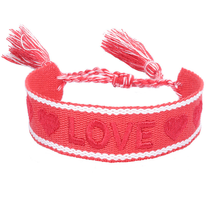 Knitted Belt Couple Bracelet Letter Embroidery Wrist