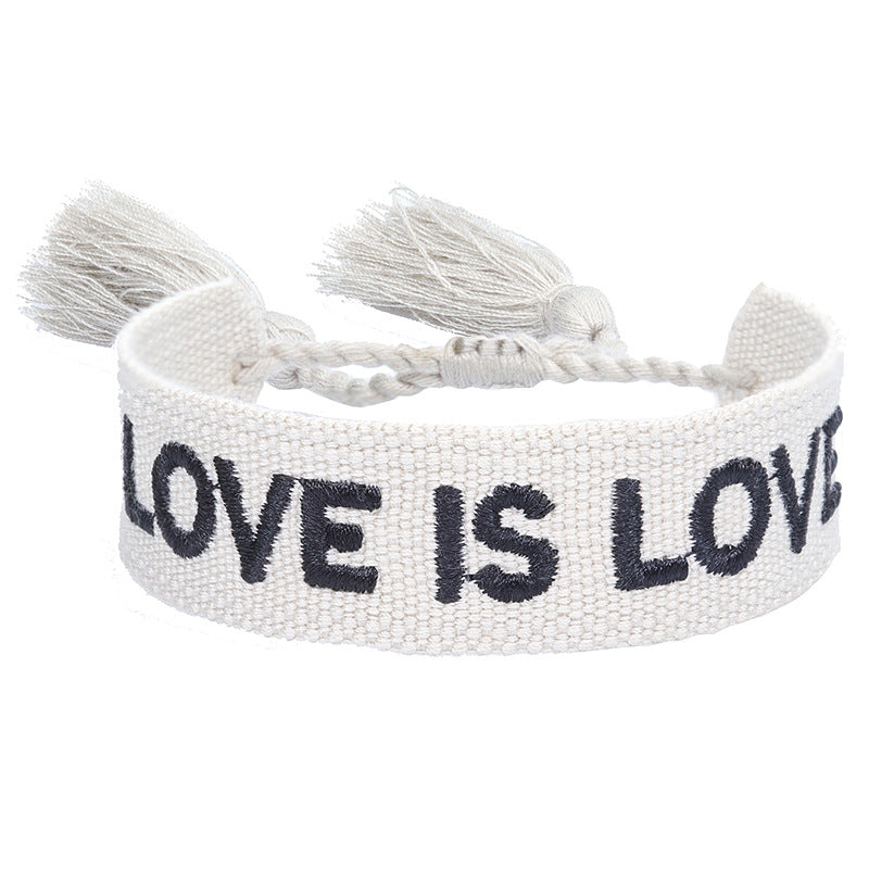 Knitted Belt Couple Bracelet Letter Embroidery Wrist