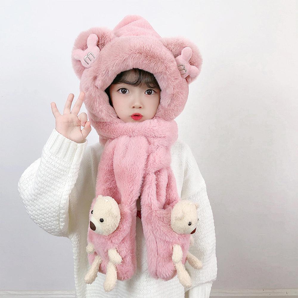 Children's Hat Scarf Gloves One-piece Hat - Nioor