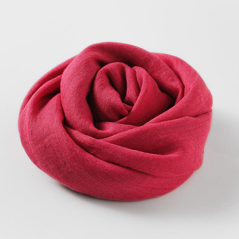 Women's Fashion Artistic Solid Color Cotton And Linen Scarf - Nioor