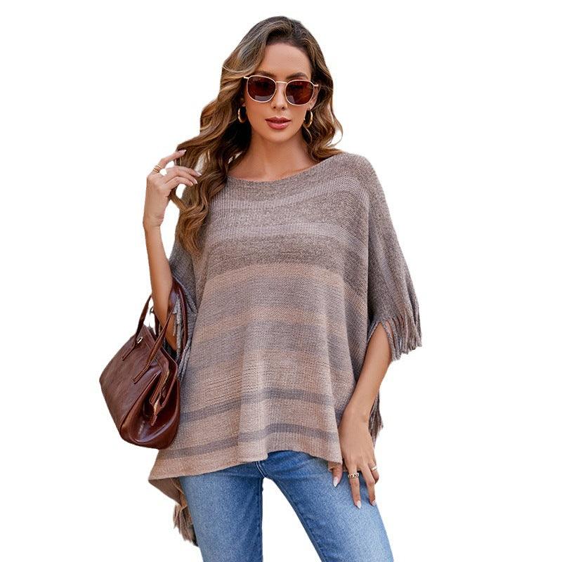 Europe And America Cross Border Off-neck Tassel Shawl For Women - Nioor