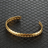 Titanium Steel Gold Wheat Bracelet Geometric Weaving