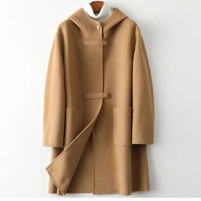 Loose Fashion Hooded Double-faced Woolen Goods Wool Overcoat - Nioor