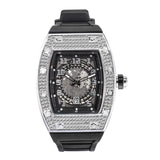 Full Diamond Tonneau Silicone Band Quartz Men's Watch - Nioor