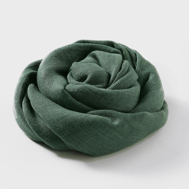 Women's Fashion Artistic Solid Color Cotton And Linen Scarf - Nioor