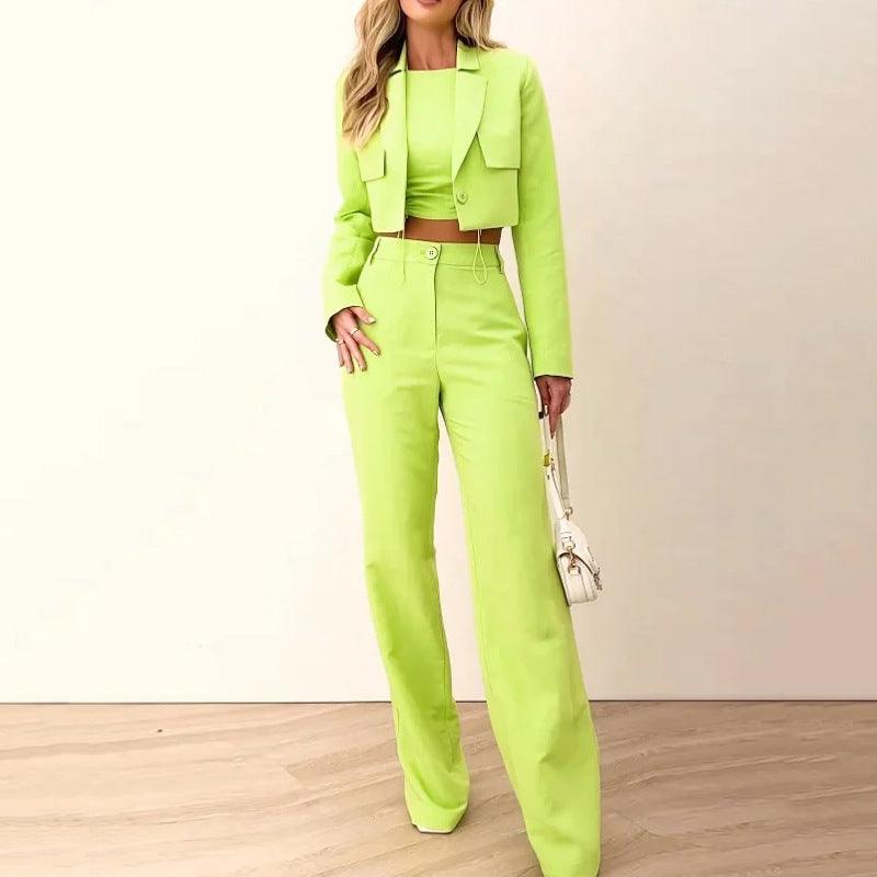 Fashion Casual Loose Solid Color Trousers Two-piece Set - Nioor