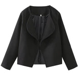 Women's Fashion Solid Color Short Cardigan Woolen Coat - Nioor