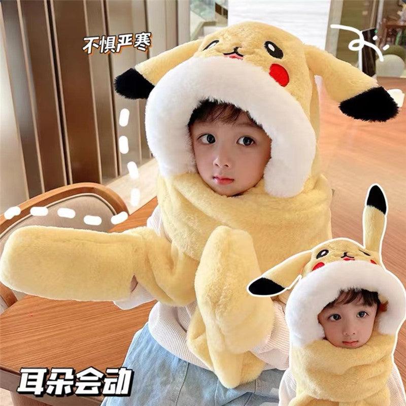 Children's Hat Scarf Gloves One-piece Hat - Nioor