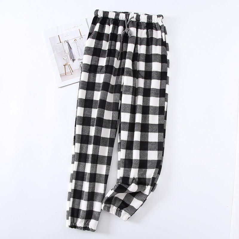 Couple Flannel Pajama Pants Plaid Women Autumn And Winter Plus Size Thickened - Nioor