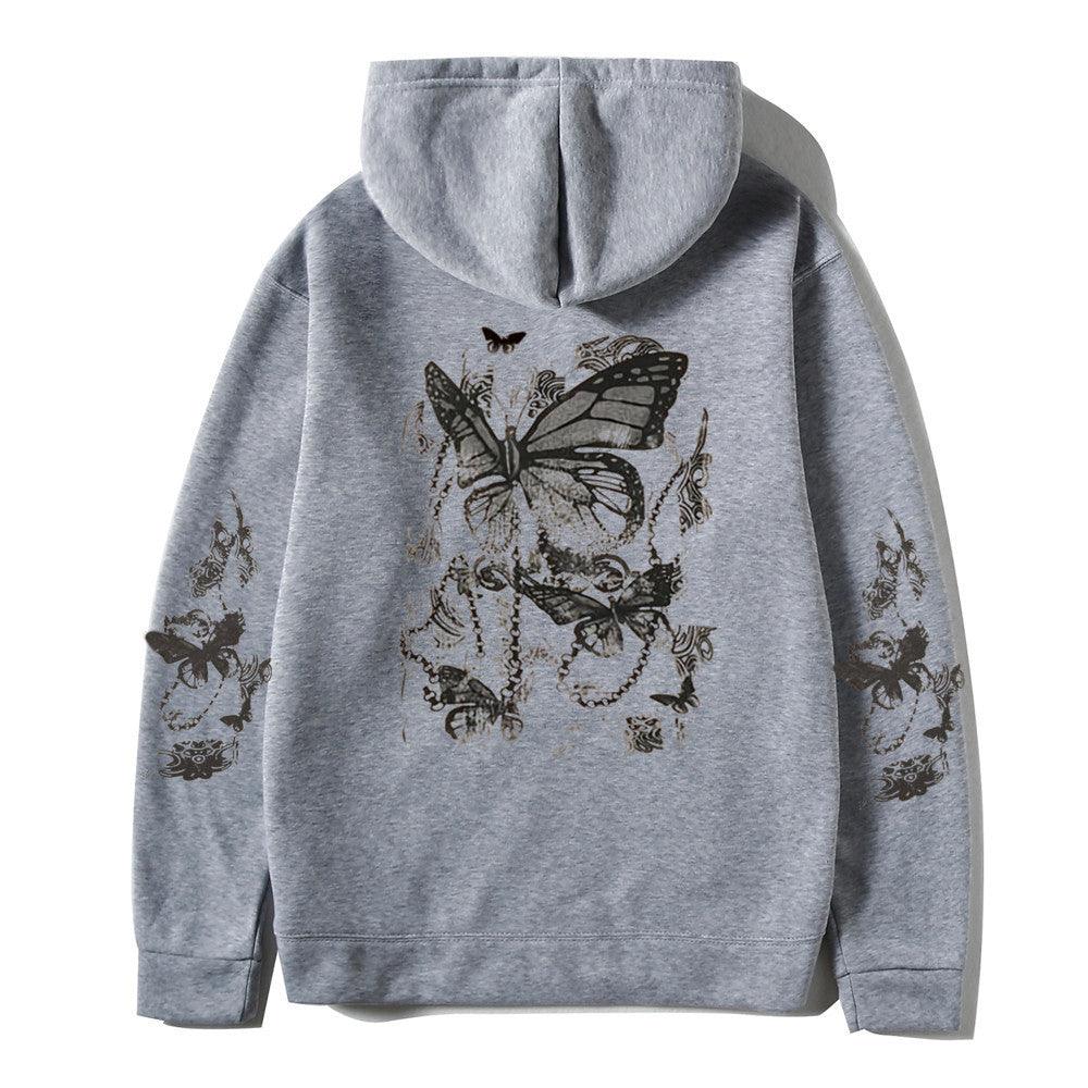 Cold Design Butterfly Hooded Sweater - Nioor