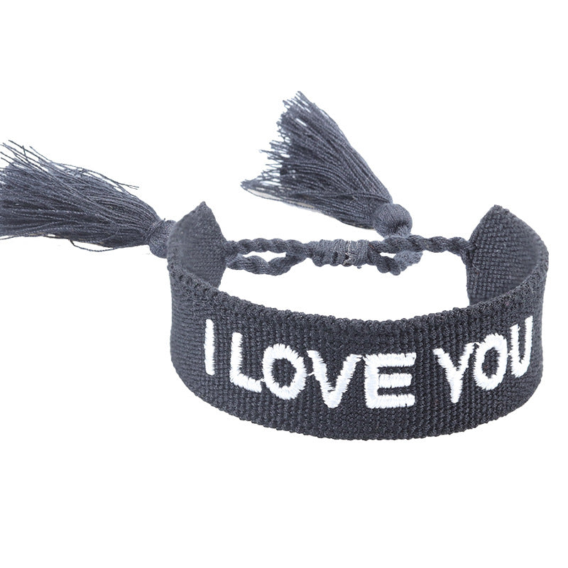 Knitted Belt Couple Bracelet Letter Embroidery Wrist