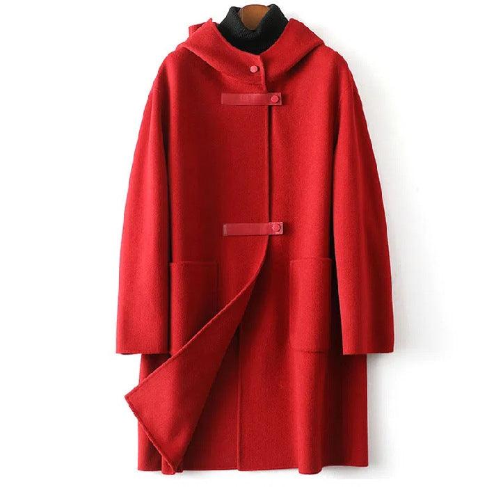 Loose Fashion Hooded Double-faced Woolen Goods Wool Overcoat - Nioor