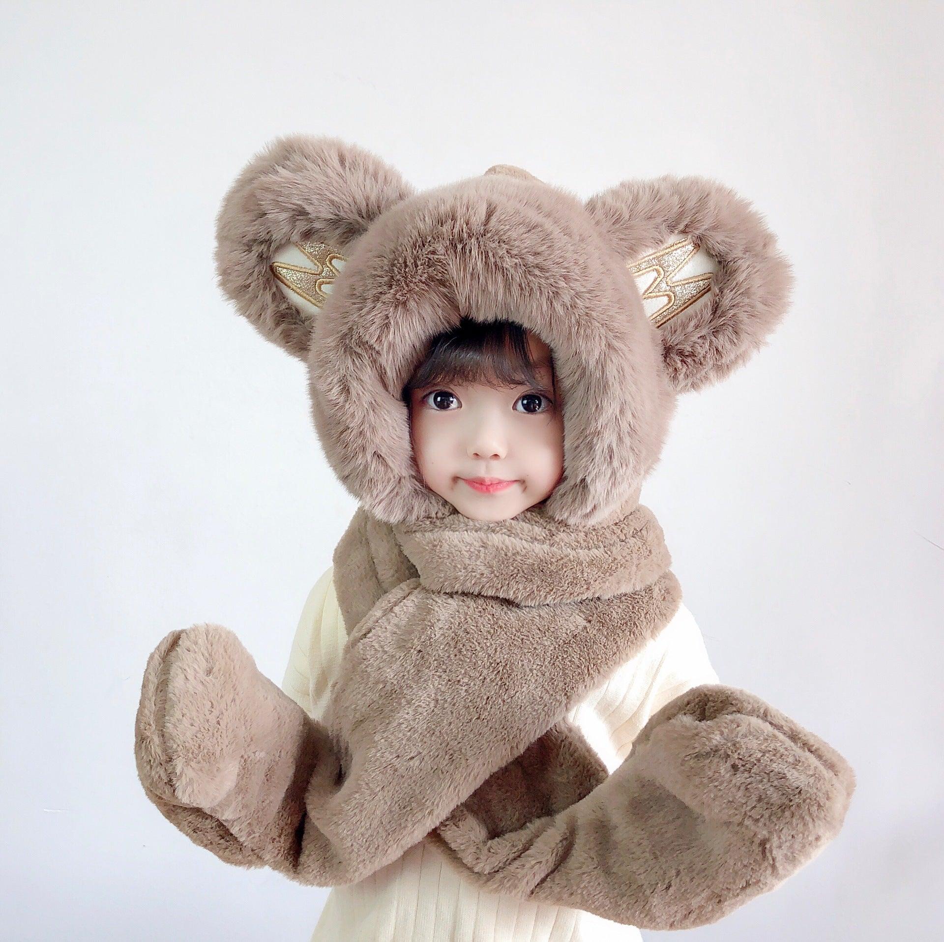 Children's Hat Scarf Gloves One-piece Hat - Nioor