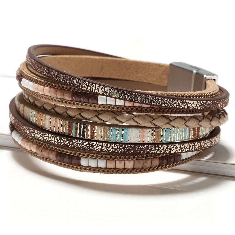 Bead Women's Leather Multi-layer Handmade Braided Bracelets