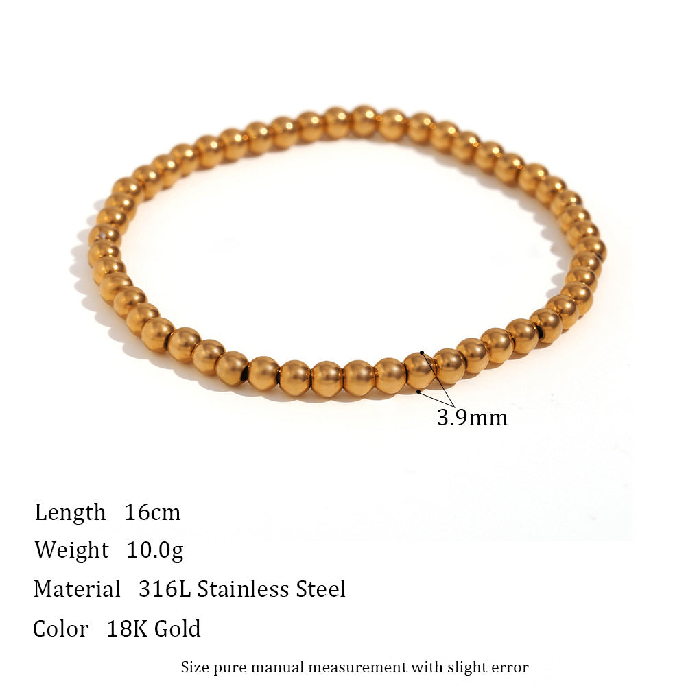 Niche Vintage Stainless Steel Plated 18K Elastic Bead Bracelet