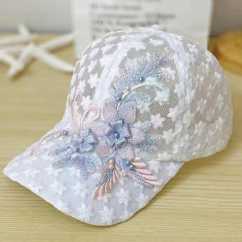 Outdoor Mesh Breathable Thin Lace Peaked Cap For Women - Nioor