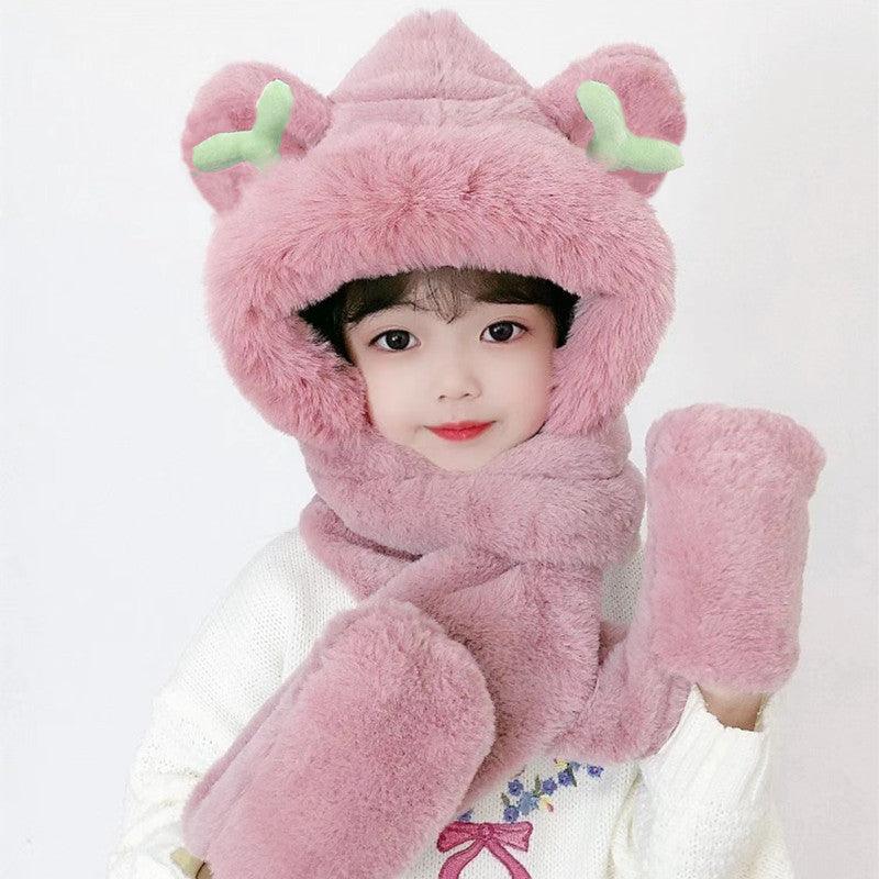 Children's Hat Scarf Gloves One-piece Hat - Nioor