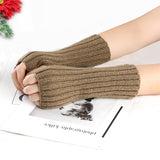 Knitting Wool Gloves Straight Arm Knitted Warm - Nioor