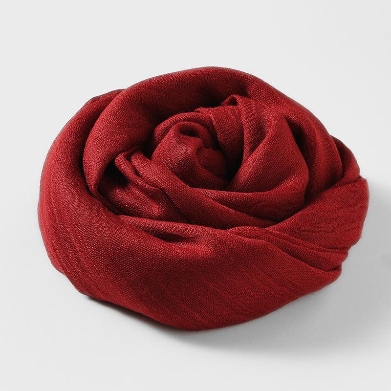 Women's Fashion Artistic Solid Color Cotton And Linen Scarf - Nioor