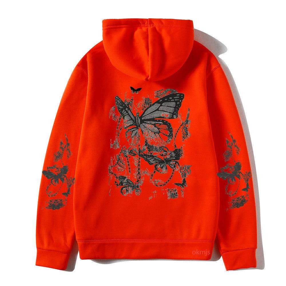 Cold Design Butterfly Hooded Sweater - Nioor