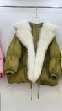 Short Loose Big Fur Collar White Duck Down Jacket Women's Coat - Nioor